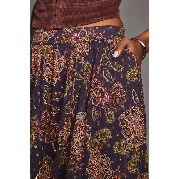 New Anthropologie The Odells Nina Floral Maxi Skirt $248 SMALL Purple - Picture 2 of 5